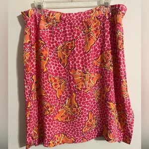 Adorable Lilly Pulitzer Pink and Orange Butterfly Silk Skirt